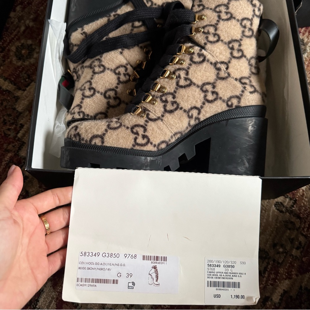 Gucci GG Monogram Wool Ankle Boots - Picture 2 of 6
